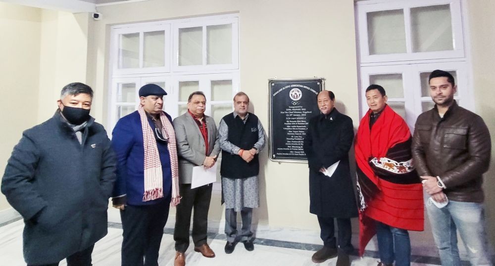 Neiphiu Rio and others during the inauguration of NOA office complex in Kohima on January 29. (Morung Photo)